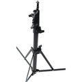 Black light stand with tripod legs and mounting arm, height up to 2.10m