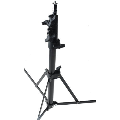 Black light stand with tripod legs and mounting arm, height up to 2.10m