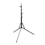 Photo light stand tripod base, adjustable height pole, reversible legs, black