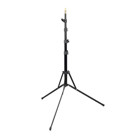 Photo light stand tripod base, adjustable height pole, reversible legs, black