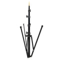 Photo light stand with reversible legs, up to 2.1m height, black