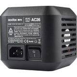 Godox AC26 power unit with AC input socket and power switch, side view