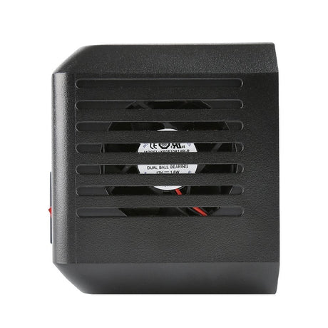 AD-AC power unit front vent grille with cooling slats and internal fan area