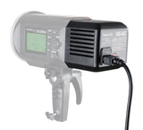 AD-AC power unit for AD600 flash with LCD display, control buttons, and vents