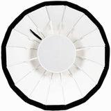 Softbox parabolic 65 cm, interior alb cu cerc central și spițe, vedere de sus