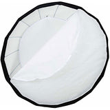 Interior view of 65cm parabolic softbox: white diffuser fabric with black outer rim
