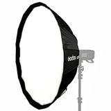 Black 65cm parabolic softbox with diffuser face and mounting ring for studio flash