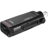 AD200Pro TTL flash side view with LCD display and sync control switches
