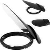 Suport bounce flash: inel negru și clapetă albă pentru reflexie