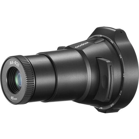 Atașament de proiecție Godox AK-R21 pentru capete blitz, negru, vedere din față