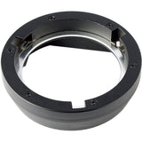 Bowens-style flash adapter ring with black outer frame and metal mounting clips