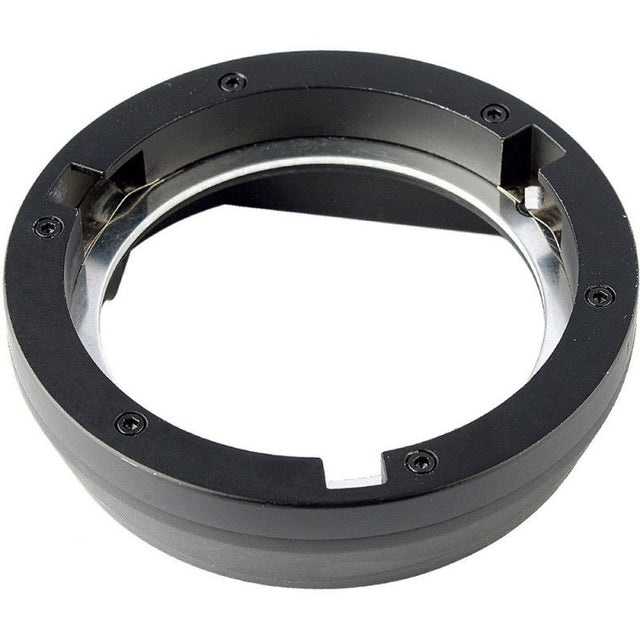 Bowens-style flash adapter ring with black outer frame and metal mounting clips