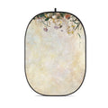 Pânză de fundal pliabilă rotundă, model floral, tonuri bej-crem