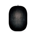 Collapsible oval photography backdrop, dark black fabric with textured surface