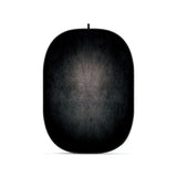 Collapsible oval photography backdrop, dark black fabric with textured surface