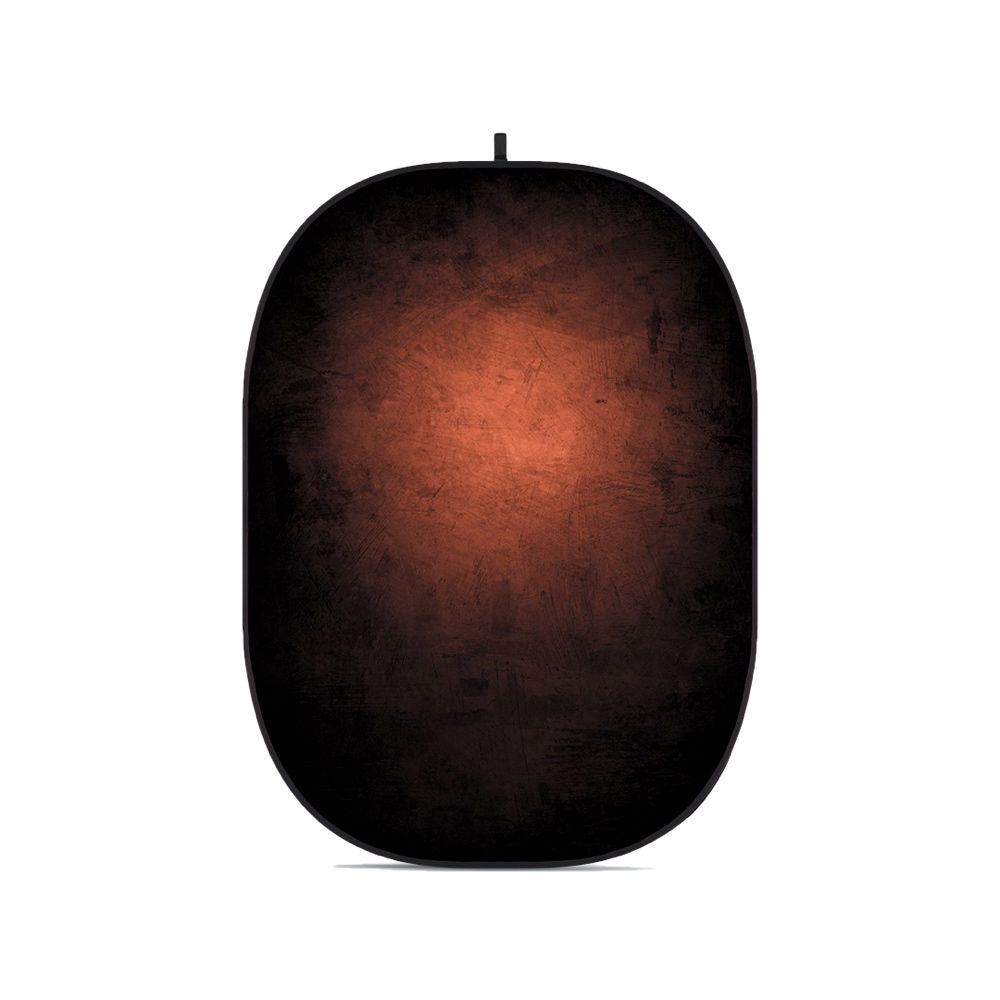 Collapsible photo backdrop sheet, dark with mottled brown-red center