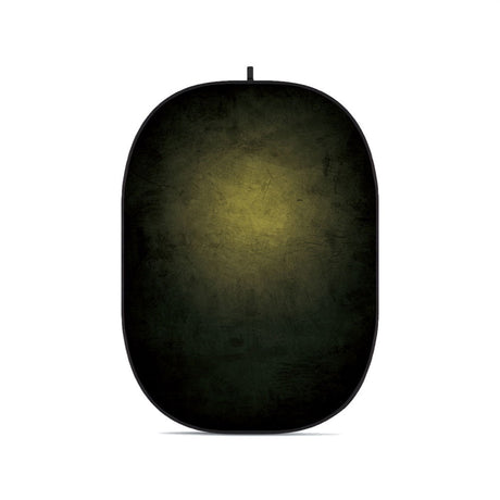 Dark green and black oval collapsible photo backdrop with hanging loop