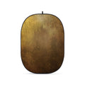 Portable oval fabric photography backdrop, brown textured surface with hanging loop