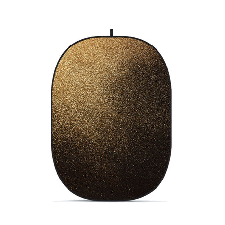 Flexible gold and black speckled backdrop oval panel with hanging loop