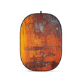 Fundal pliabil oval cu textură abstractă portocaliu, galben și albastru