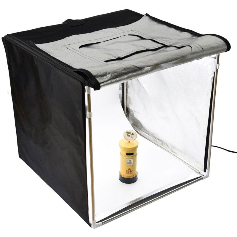 Black 80x80cm LED light softbox with open frame and translucent front diffuser