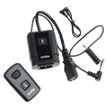 Flash trigger set: transmitter, receiver, sync cables and remote, black