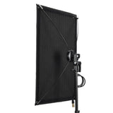 Flexible LED panel light, black fabric back with mounting bracket and cables