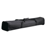 Tripod stand bag in dark fabric, cylindrical with zipper and carry flap strap