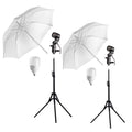 Set kit lumini E27 LED cu umbrele de difuzie pe stative, becuri albe incluse