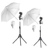 Set kit lumini E27 LED cu umbrele de difuzie pe stative, becuri albe incluse