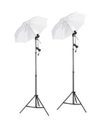 Set 2 lumini foto-video E27 cu umbrele de difuzie pe stativ, kit cu capete reglabile