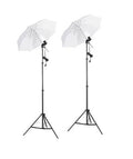 Kit 2 lumini studio cu umbrele difuzie și stative trepied