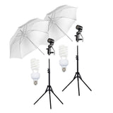 Kit lumini cu umbrele difuzie, becuri E27 și stative trepied