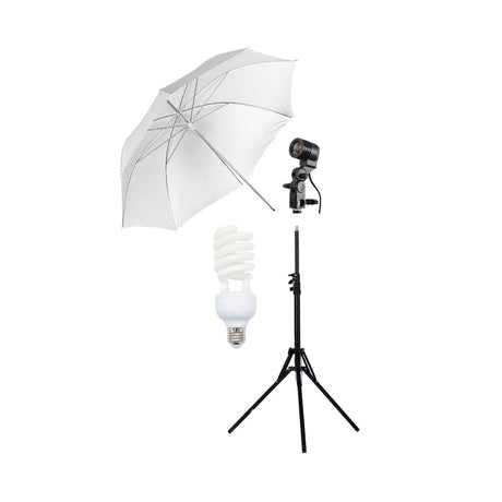 E27 umbrella diffuser light with bulb, mount, and tripod stand