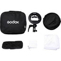 Kit softbox pătrat 80x80 cm cu grilaj și adaptor, husă și panouri difuzoare negre