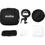 Kit softbox pătrat 80x80 cm cu grilaj și adaptor, husă și panouri difuzoare negre