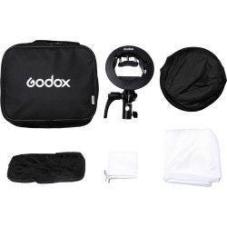 Kit softbox pătrat 80x80 cm cu grilaj și adaptor, husă și panouri difuzoare negre
