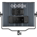 LDX100R LED panel back view with control panel, connectors, and ridged casing