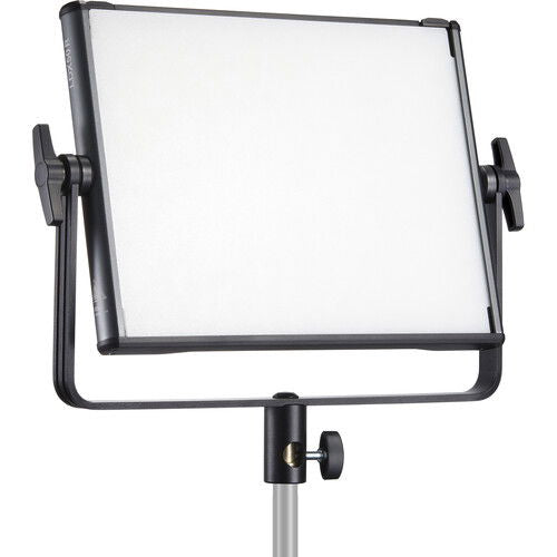 LDX50R RGB LED panel with square diffuser and front frame, on mounting stand