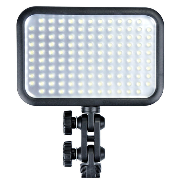 Godox LED126 LED video light with glowing front panel and black housing