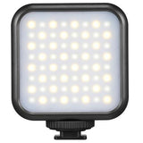 Square LED light with warm and cool LED rows behind a clear front cover