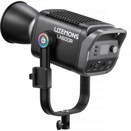 Black LITEMONS LA600R LED RGB lamp with side control panel and cooling vents