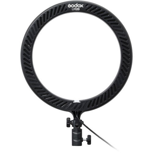 Lampa LED circulară cu inel negru, cap de montaj și cablu de alimentare