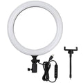Lampă LED circulară bicolor, inel alb cu stativ și cablu USB