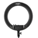 Lampă LED circulară neagră cu inel de LED și prindere pentru trepied
