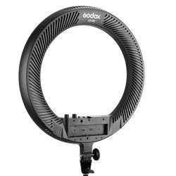 Lampă LED circulară neagră, panou central cu montură pentru suport