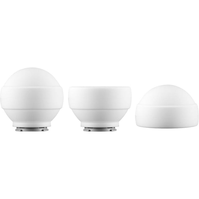 White silicone diffuser dome for flash, front view with mounting base