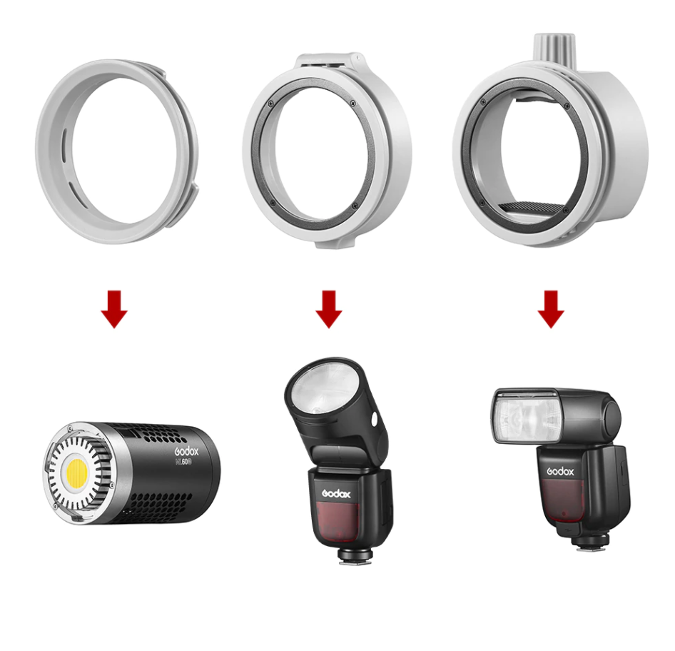 White silicone diffuser ring and dome pieces, with mounting opening and flange