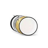 Panou reflector pliabil 60 cm cu suprafețe alb și auriu, disc circular