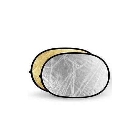 80 x 120 cm oval reflector panel with silver face and soft gold backing rim